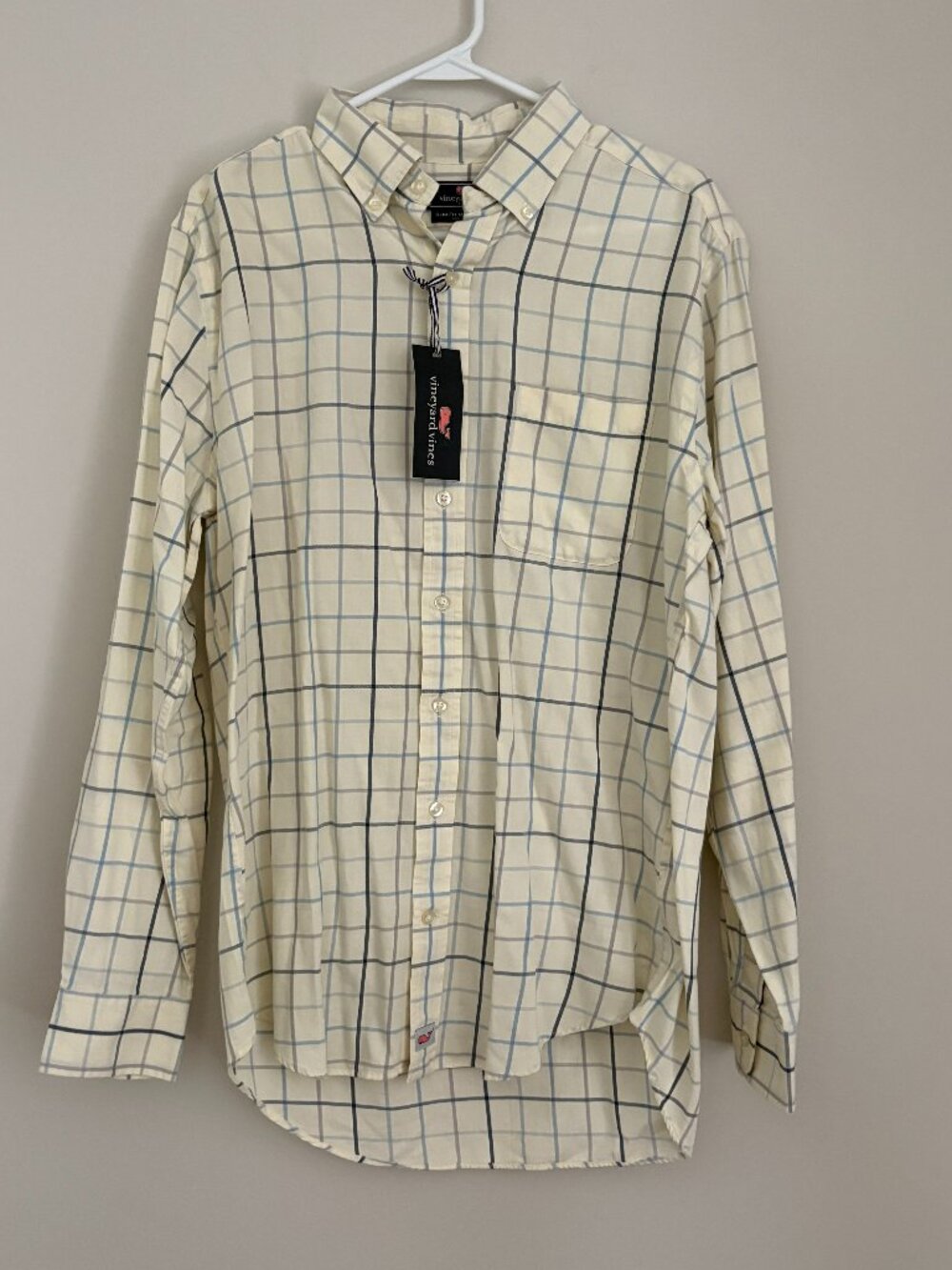 Vineyard Vines Men Murray Shirt Slim Thorncroft Plaid Check Marine Layer Blue M